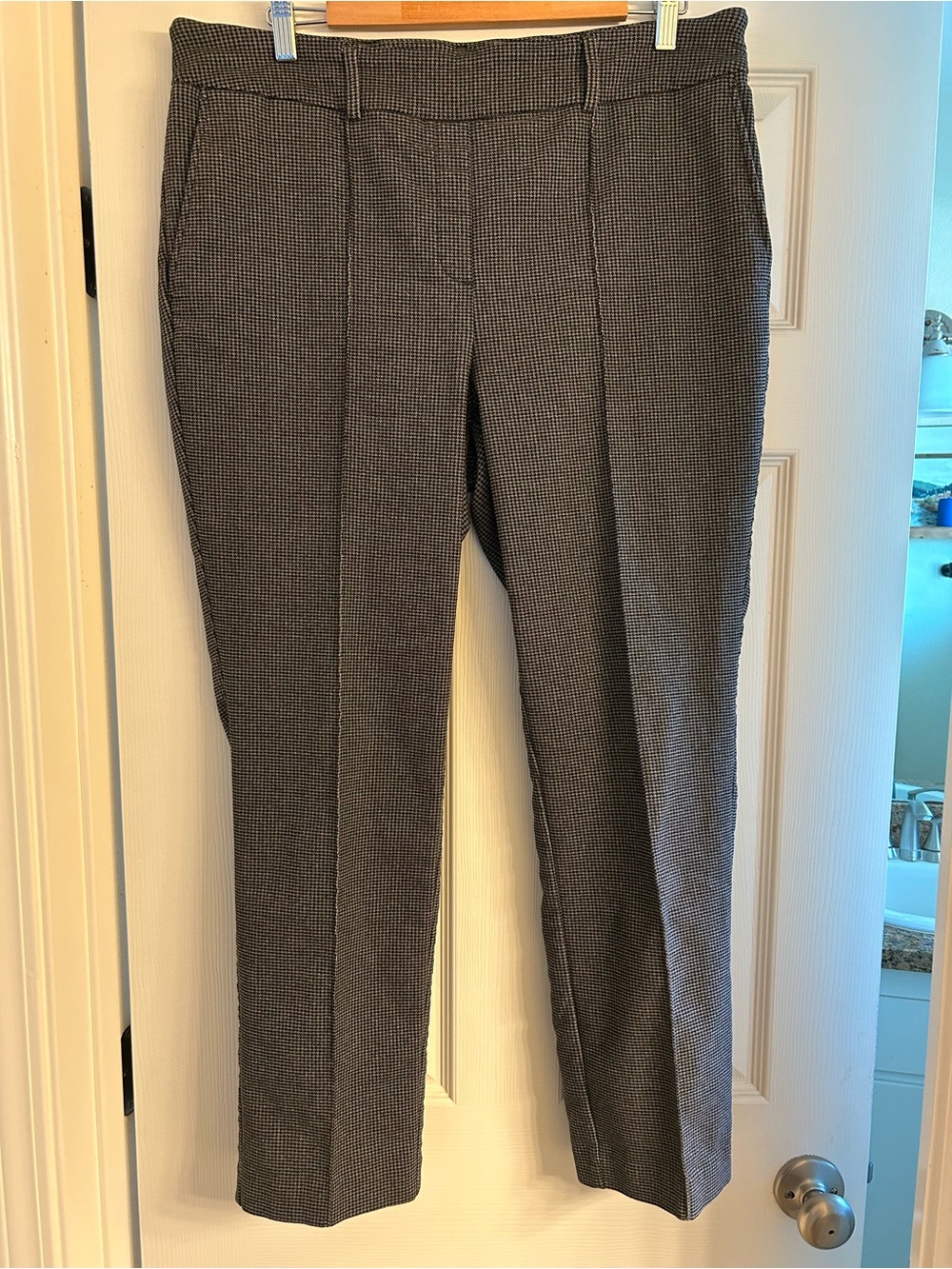 Classic Womens Houndstooth Stretch Dress Pants - Black/White